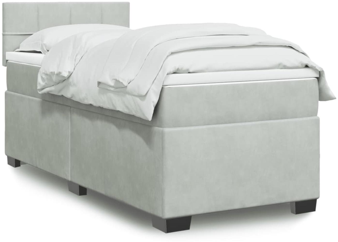 vidaXL Boxspringbett mit Matratze Hellgrau 90x200 cm Samt 3286222 Bild 1