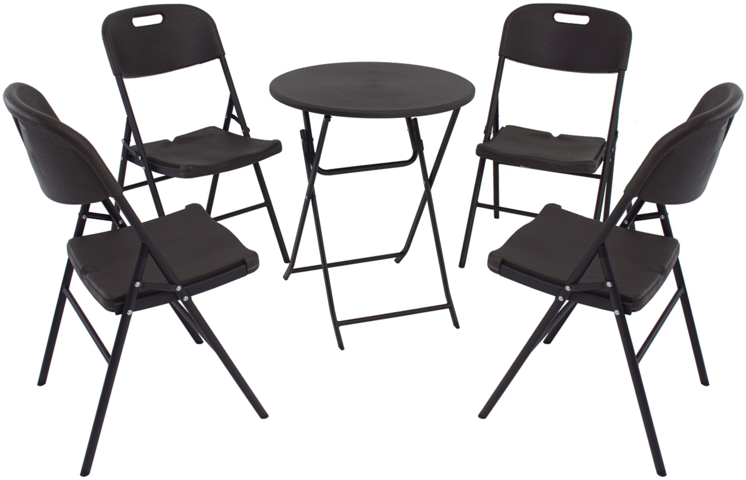 Balkonmöbel Gartenmöbel Campingmöbel Bistrotisch und 4 Stühle grau Ø 60 cm Bild 1