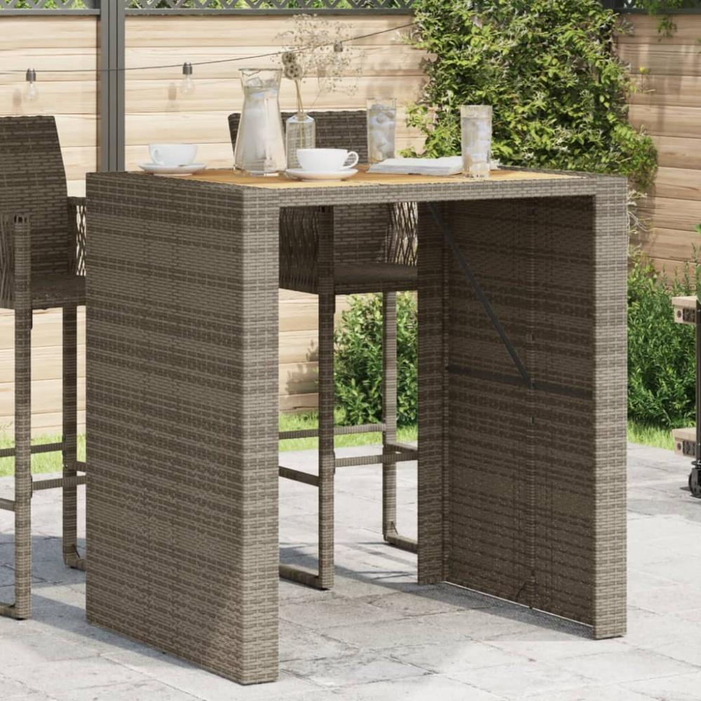 vidaXL Garten-Bartisch mit Holzplatte Grau 105x80x110 cm Polyrattan 368697 Bild 1