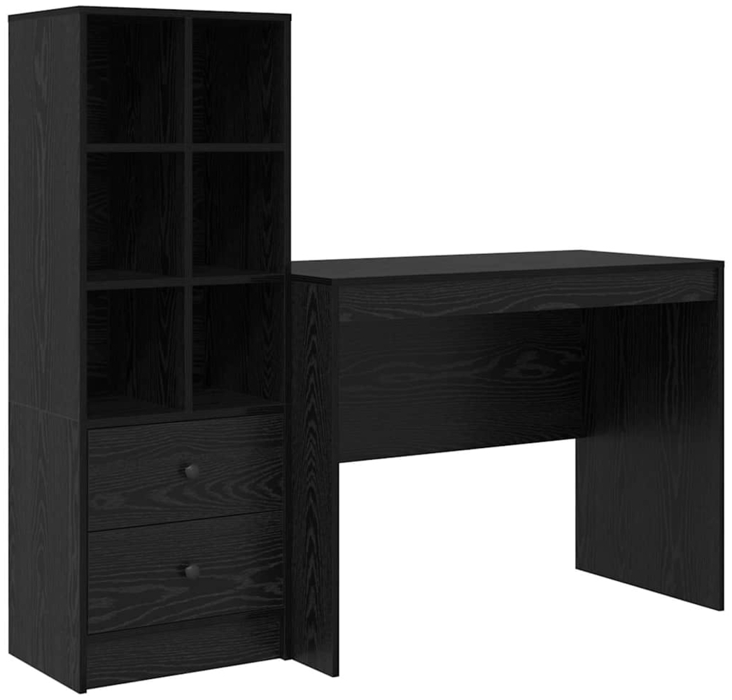 vidaXL Schreibtisch mit Stauraum mit Regal 2 pcs Schwarz Eichen-Optik 3337370 Bild 1