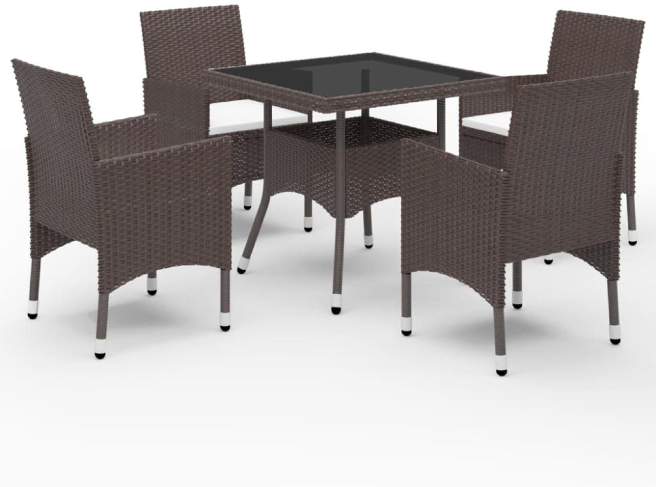 vidaXL 5-tlg. Garten-Essgruppe Braun Poly Rattan und Glas 3058321 Bild 1