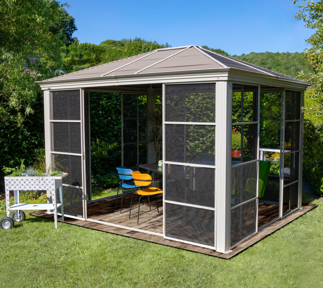 Sojag Aluminium Pavillon Striano 1214 | Pavillon mit Moskitonetz | Champagner | 427x362x296 cm Bild 1