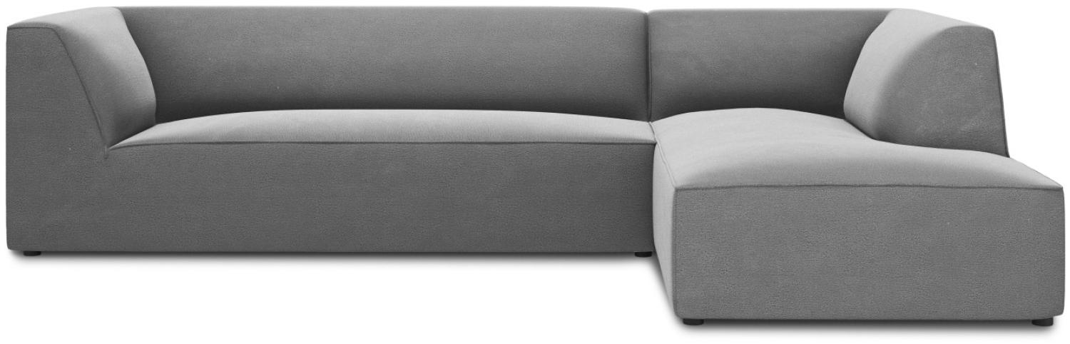 Micadoni 4-Sitzer Samtstoff Modular Ecke rechts Sofa Ruby | Bezug Grey | Beinfarbe Black Plastic Bild 1