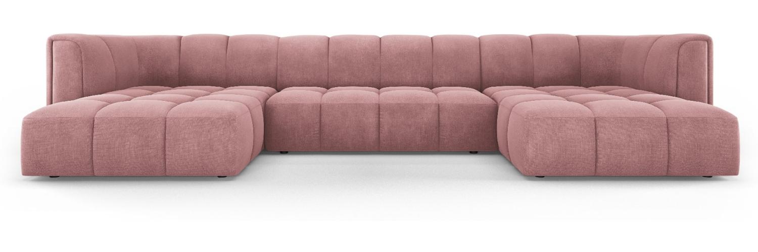 Micadoni Panorama Sofa Serena 5-Sitzer Strukturierter Stoff, Rosa Bild 1