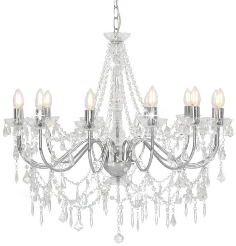 vidaXL Kronleuchter mit Perlen Silbern 12 x E14-Fassungen 281610 Bild 1