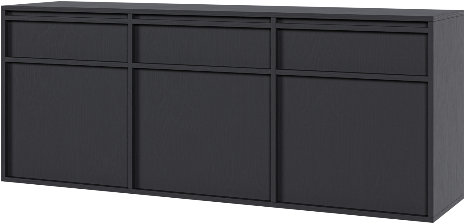 Selsey 'Evo' Sideboard hängend mit 3 Schubladen, schwarz, ca. 62 x 154 x 39 cm Bild 1