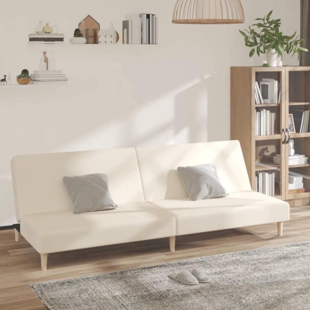 vidaXL Schlafsofa 2-Sitzer Creme Stoff Bild 1