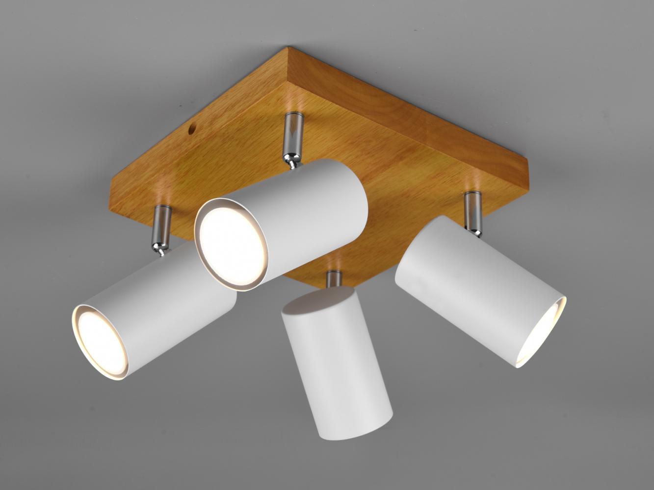 TRIO Leuchten LED Deckenstrahler, Dimmfunktion, LED wechselbar, Warmweiß, kleine Balkenlampe innen Holz-lampe Decke Treppenhaus Spotlampen Ø22cm Bild 1