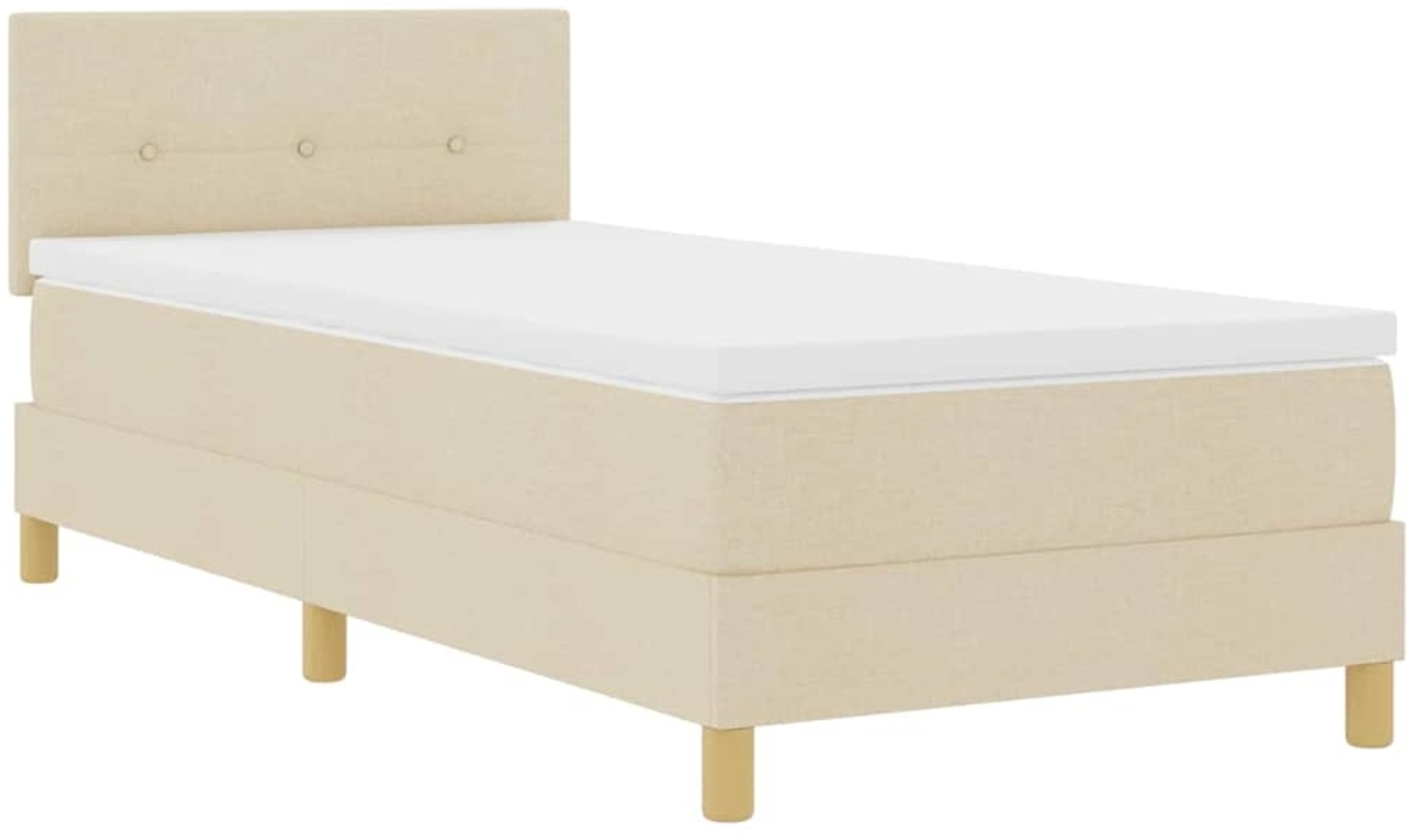 vidaXL Boxspringbett mit Matratze mit Kopfteil Creme 80 x 200 cm Stoff 3338879 Bild 1