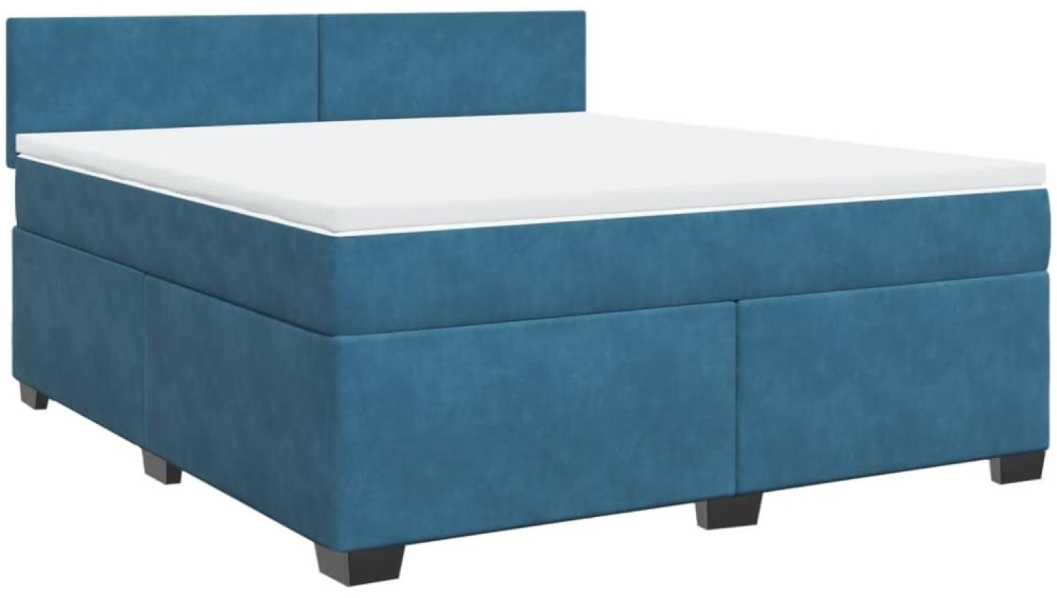 vidaXL Boxspringbett mit Matratze Blau 180x200 cm Samt 3286376 Bild 1