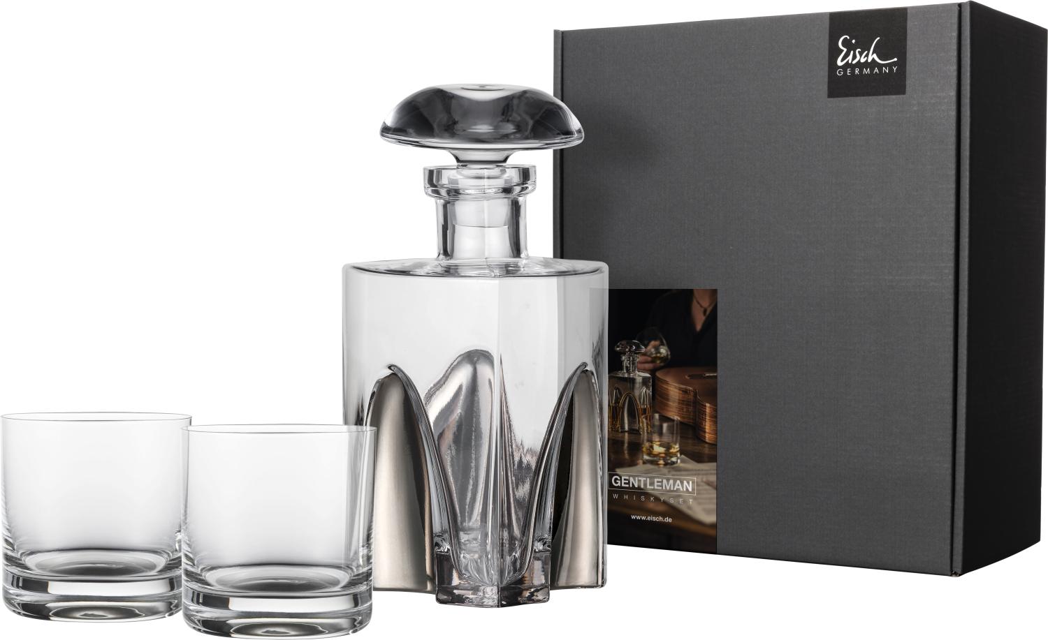 Eisch Whisky Geschenkset Gentleman Platin 3-tlg, 2 Becher mit Karaffe, Kristallglas, Platin, 86577498 Bild 1