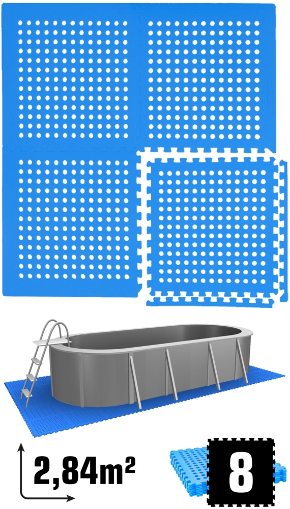 2,8m² Poolunterlage 8 Poolmatten 62x62cm in Blau Bild 1