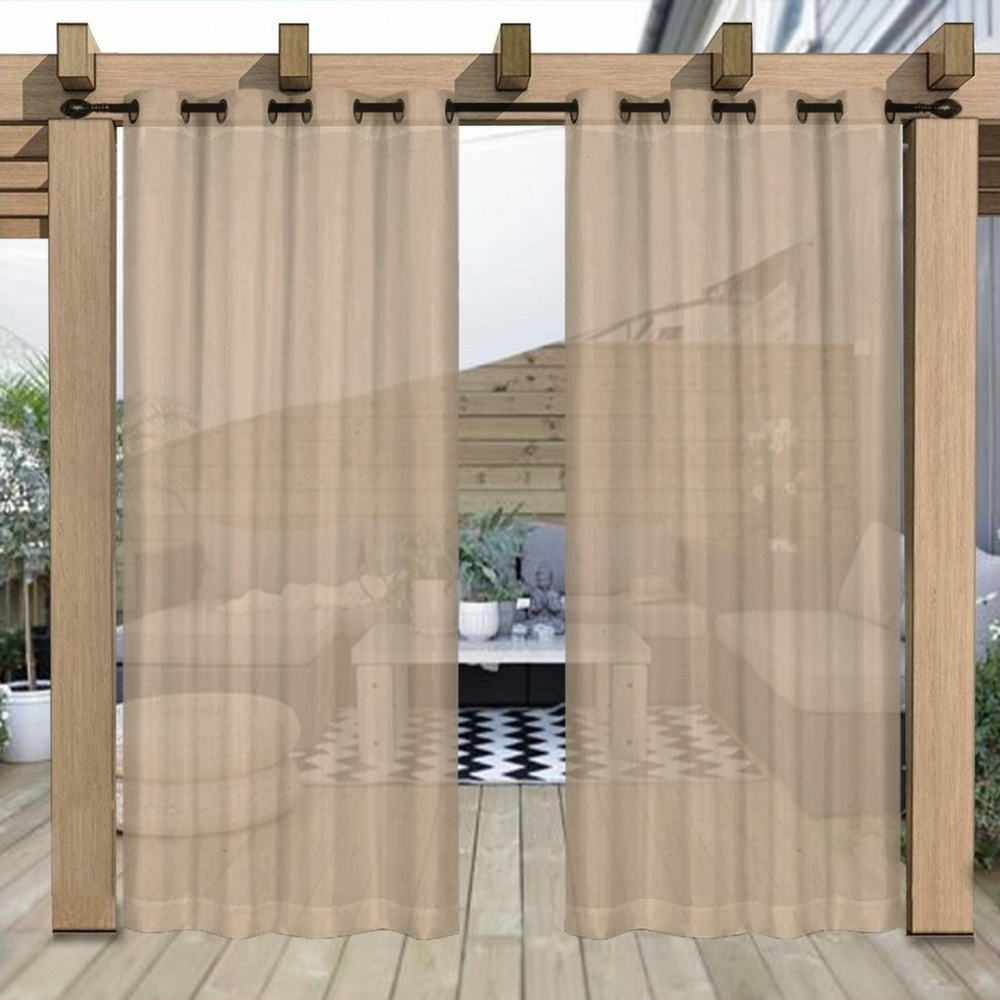 Jibenhome Outdoorgardine TerrassenGardine Ösen Outdoorvorhang Halftransparent Wasserdicht, für Veranda,Rasen,Hof Bild 1
