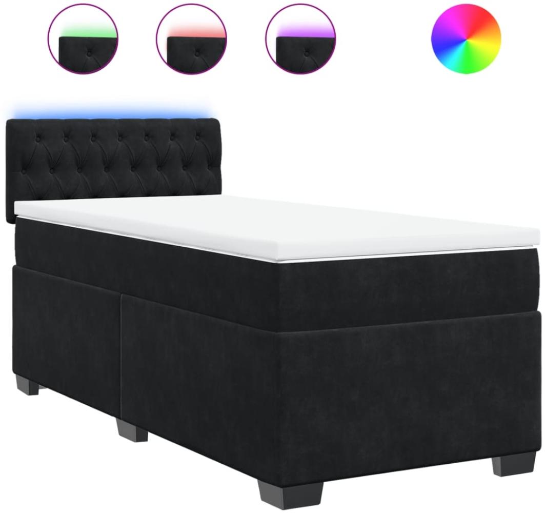 vidaXL Boxspringbett mit Matratze Schwarz 90x200 cm Samt 3288518 Bild 1