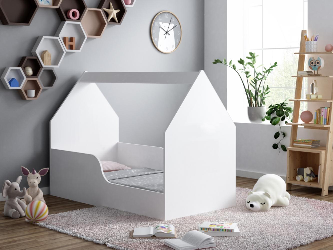 Sämann® Hausbett Babybett 70x140 cm, Motiv Clean weiß Bild 1