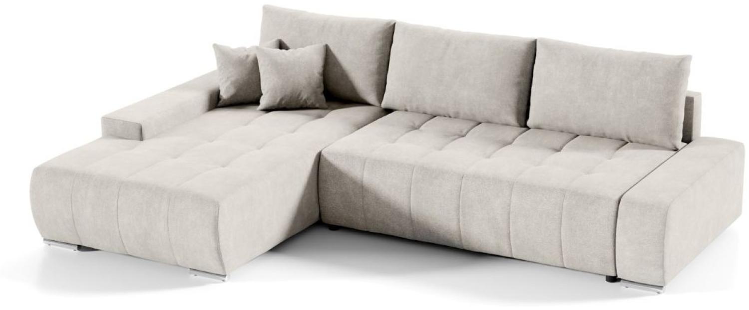 Ecksofa Sofa mit Schlaffunktion VOGAR Stoff Aston Creme Ottomane Links Bild 1