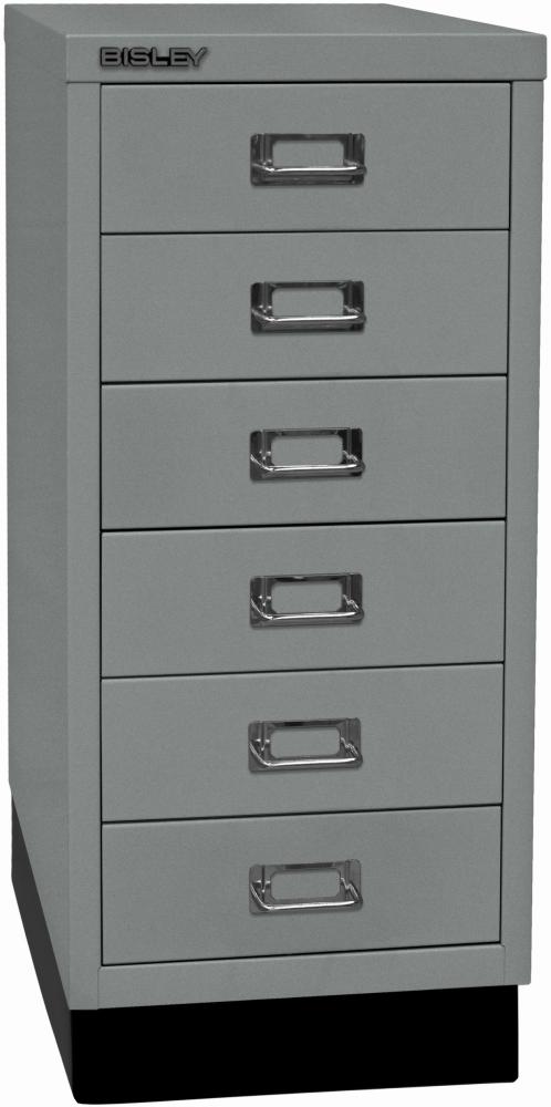 Bisley MultiDrawer™, 29er Serie mit Sockel, DIN A4, 6 Schubladen, Farbe silber Bild 1