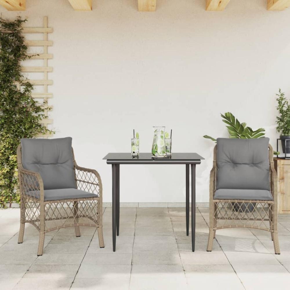 vidaXL 3-tlg. Bistro-Set mit Kissen Beigemischung Poly Rattan 3212152 Bild 1