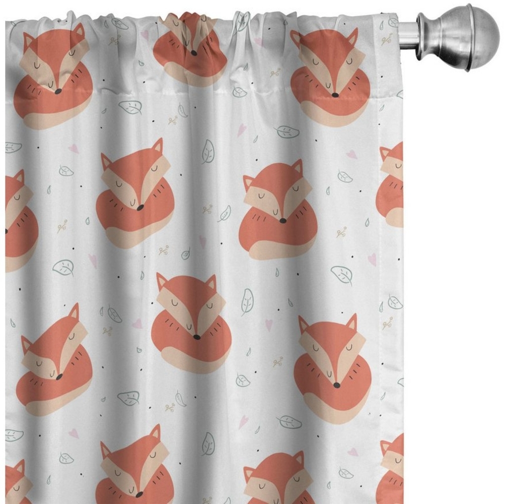 Abakuhaus Gardine Vorhang für Wohnzimmer Schlafzimmer Dekor, Microfaser, Fuchs Vintage Tierschlafen Bild 1