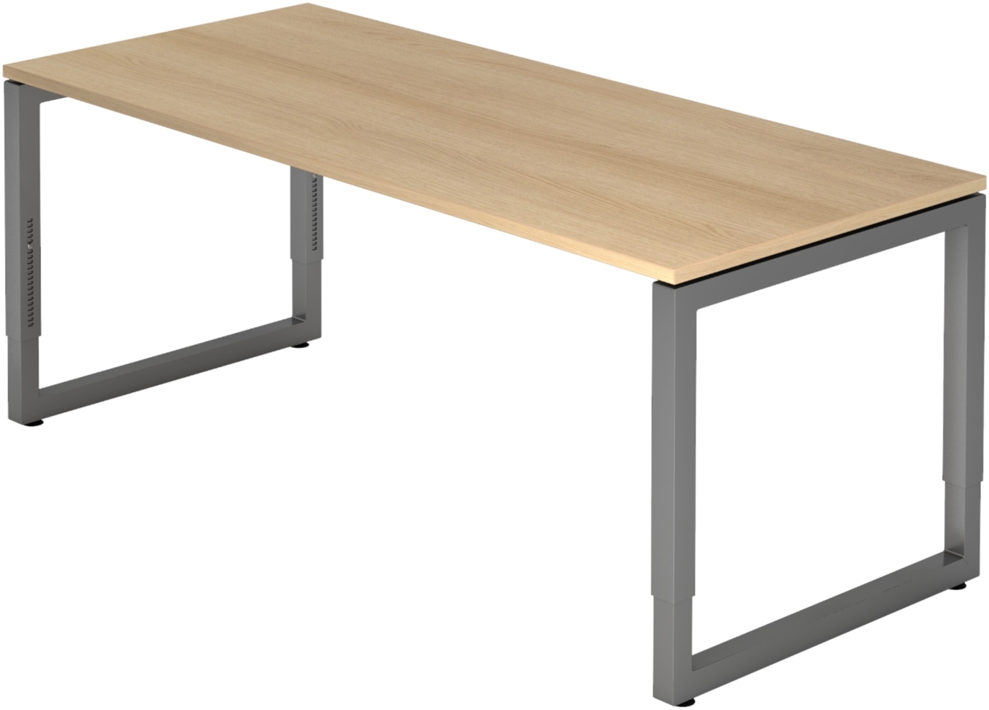 bümö höhenverstellbarer Schreibtisch R-Serie 180x80 cm in Eiche, Gestell in Graphit - großer PC Tisch für's Büro manuell höhenverstellbar, Computertisch verstellbar, RS-19-E-G Bild 1