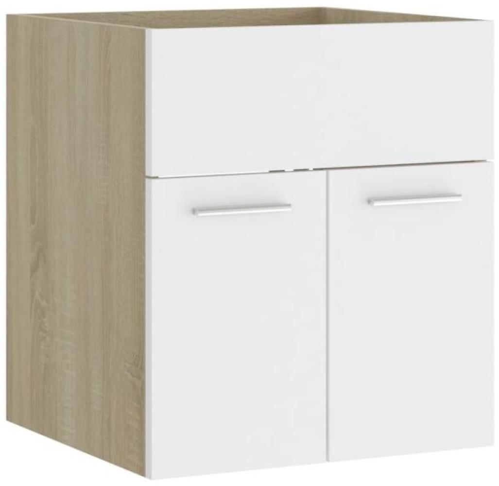 vidaXL Waschbeckenunterschrank Weiß Sonoma-Eiche 41x38,5x46 cm 804643 Bild 1