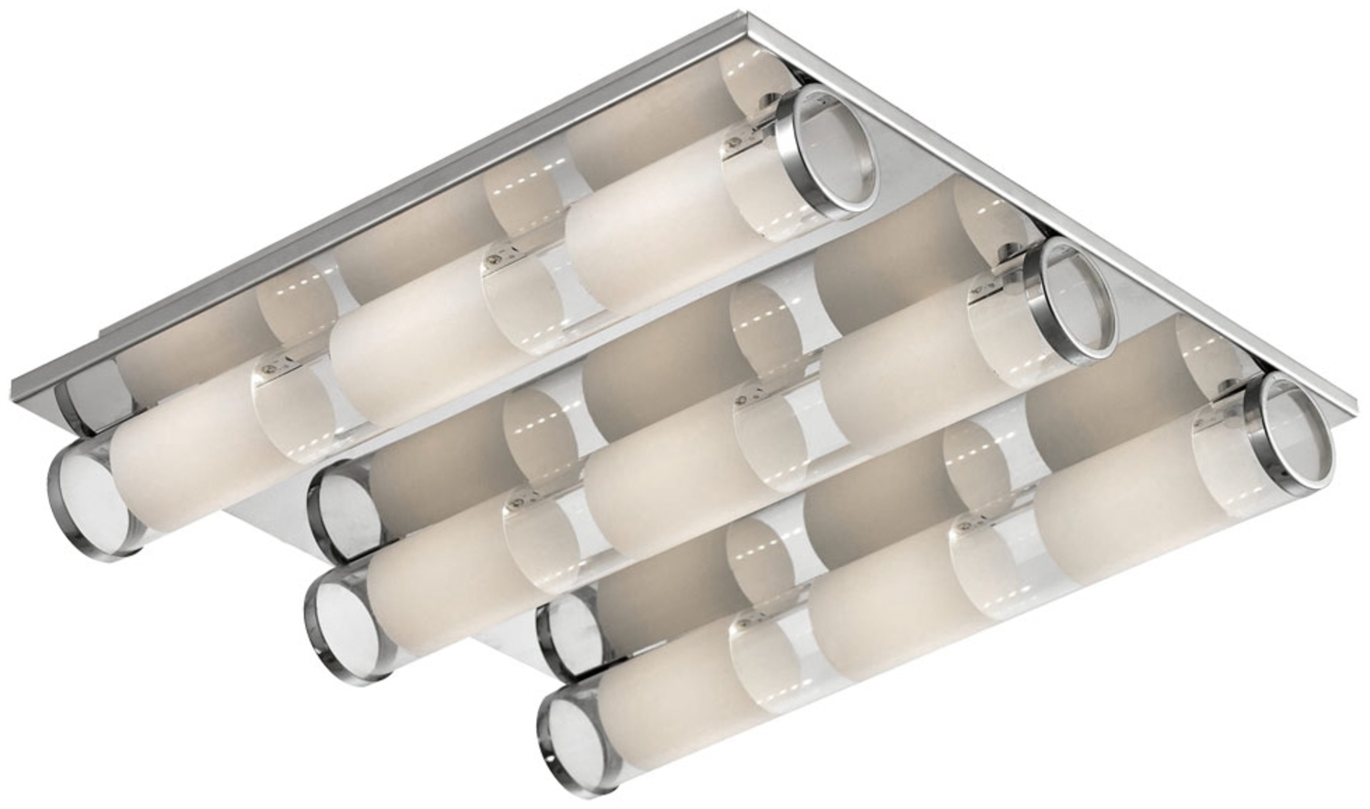 LED Deckenleuchte, 9 Flammig, Chrom, Glas satiniert, L 40 cm Bild 1