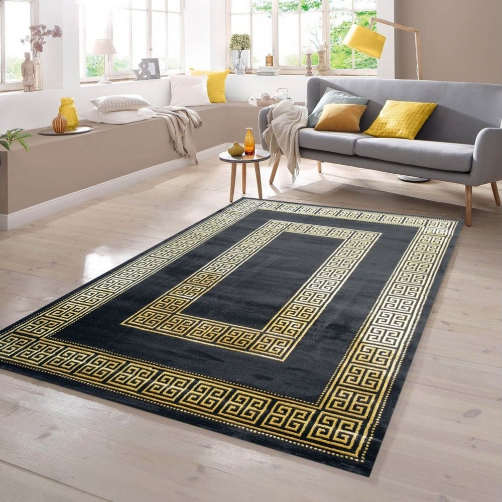 TeppichHome24 Teppich Teppich mit klassischer Bordüre in schwarz gold, rechteckig Bild 1