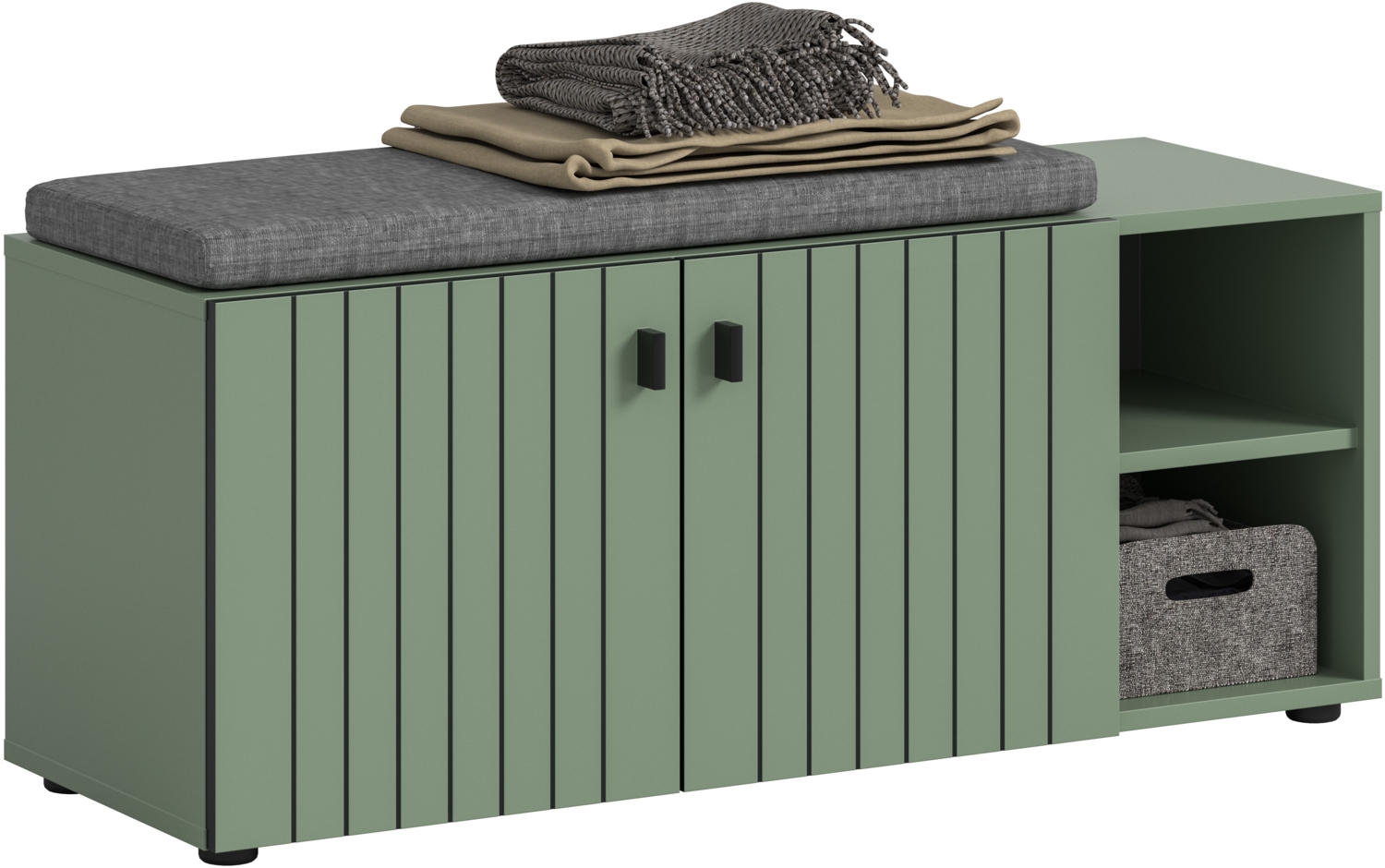 Sitzbank inkl. Sitzkissen (B/H/T: 106x43x37 cm) in Smoke Green Nachbildung Bild 1