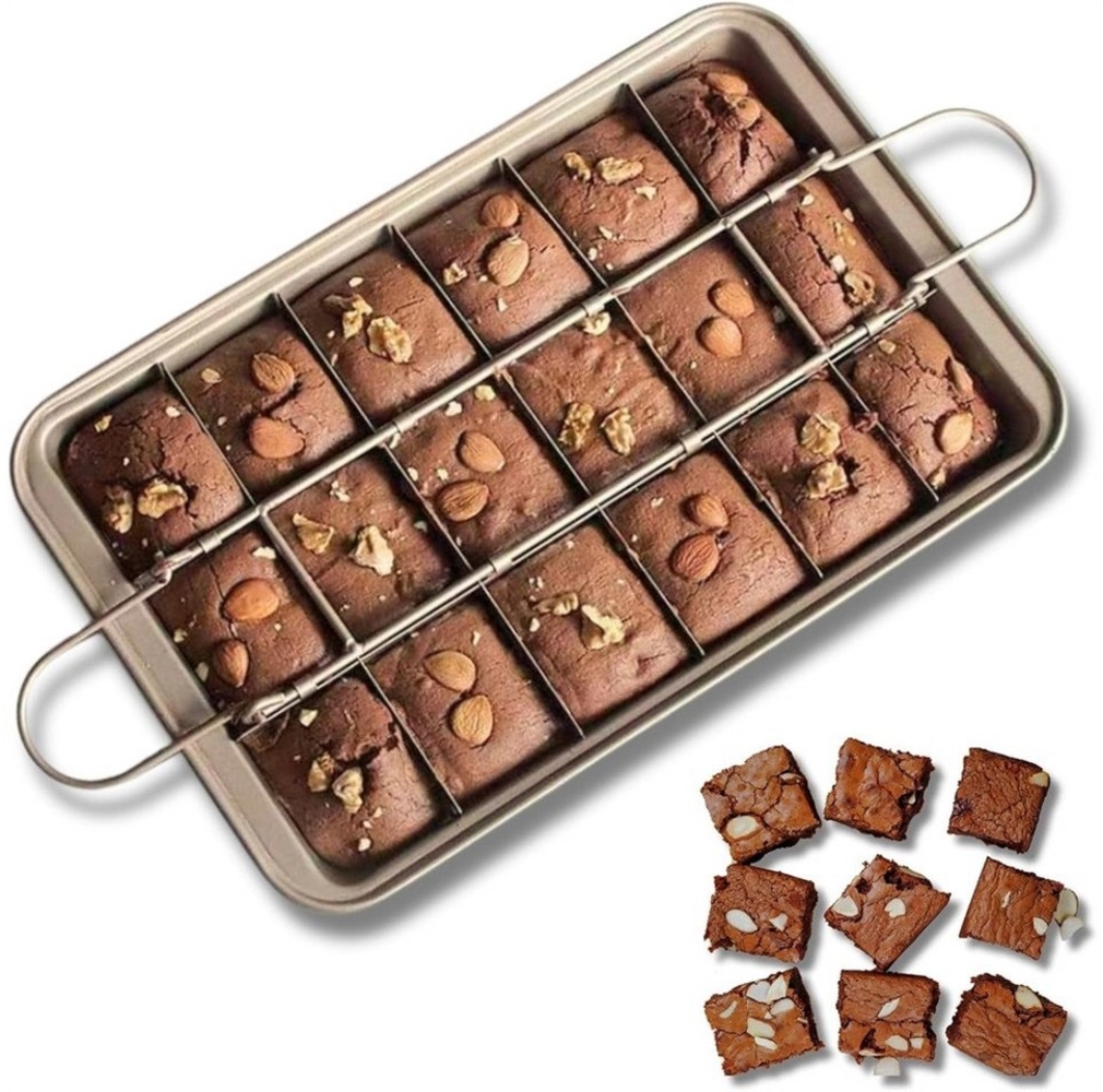 RWEUOQ Backform Backform Brownie-Backform Kuchenform Brownie-Pfanne für Scheiben, Antihaftbeschichtete Brownie-Pfanne für 18 vorgeschnittene Brownies Bild 1