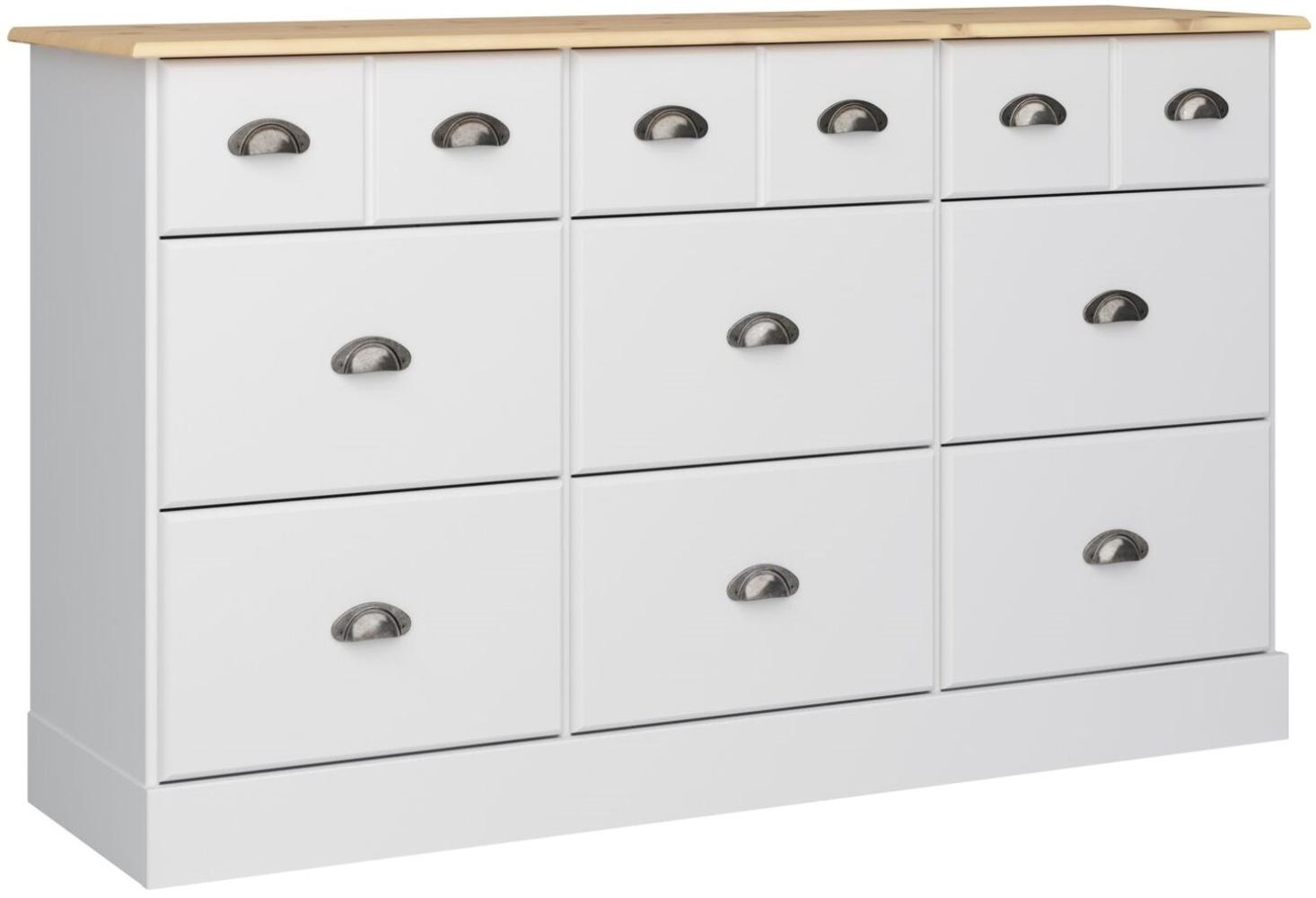 Kommode NOAH 9 Schubladen weiß Sideboard Highboard Schrank Flur Diele Landhaus Bild 1