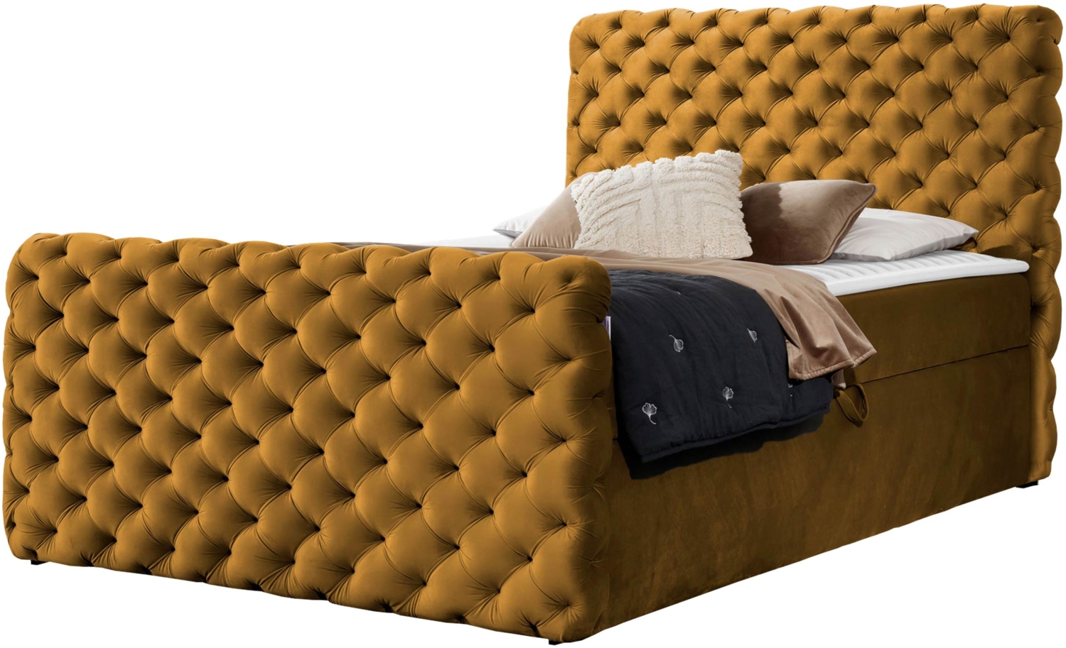 Boxspringbett Serrula Lux, Gelb, 200 x 200 cm Bild 1