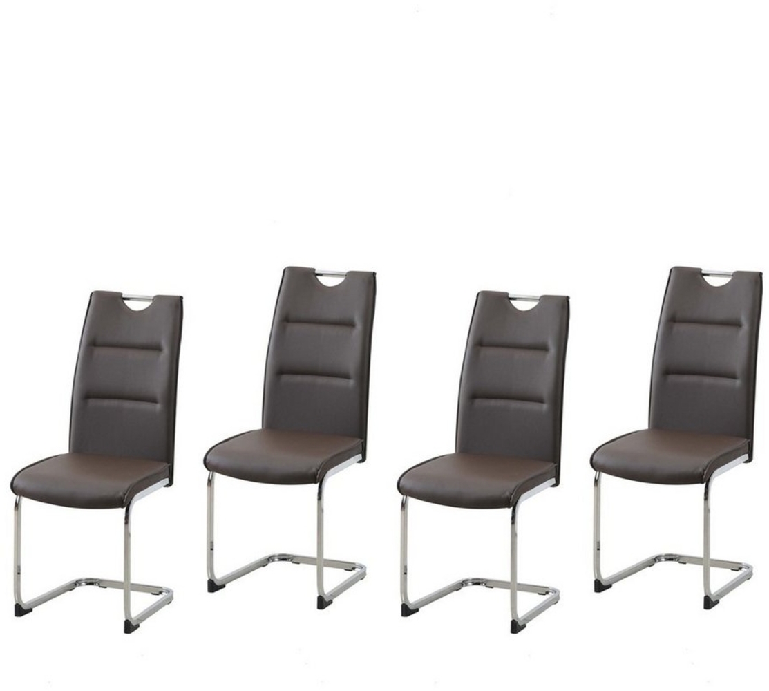 HTI-Line Esszimmerstuhl Schwingstuhl 4er Set PU braun DannyC (Set, 4 St), Freischwinger Esszimmerstuhl Kunstleder Bild 1