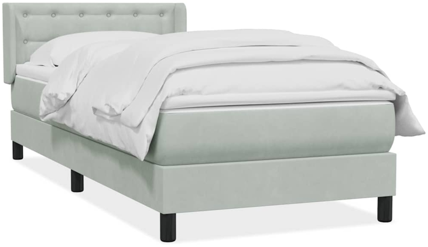 vidaXL Boxspringbett mit Matratze Hellgrau 90x210 cm Samt 3318435 Bild 1