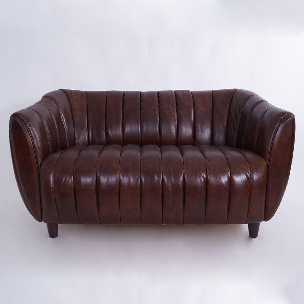 Clubsofa Juniper 2-Sitzer gerippt Vintage Leder "Vintage-Cigar" Bild 1