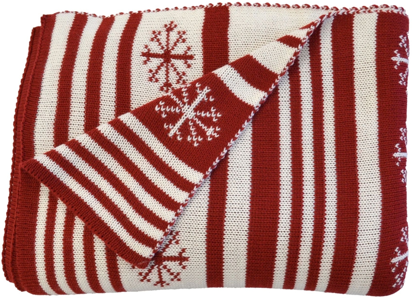 Primera Strickdecke Kuscheldecke Weihnachtsdecke 130x170 cm rot beige 545003-272 Bild 1