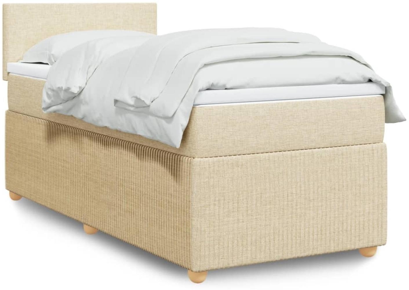 vidaXL Boxspringbett mit Matratze Creme 90x190 cm Stoff 3289609 Bild 1