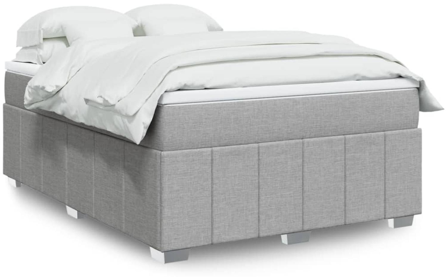 vidaXL Boxspringbett mit Matratze Hellgrau 140x190 cm Stoff 3285470 Bild 1