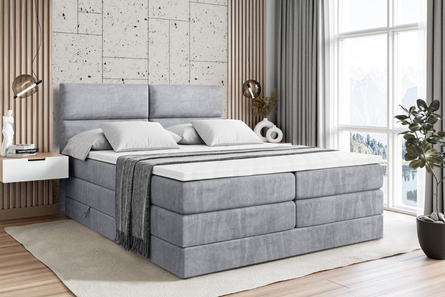 ALTDECOR Boxspringbett BOXI3 KING (Multipocket-Matratze H4, H3 Matratze Bonellfederung, Topper, Kopfteil) Bild 1