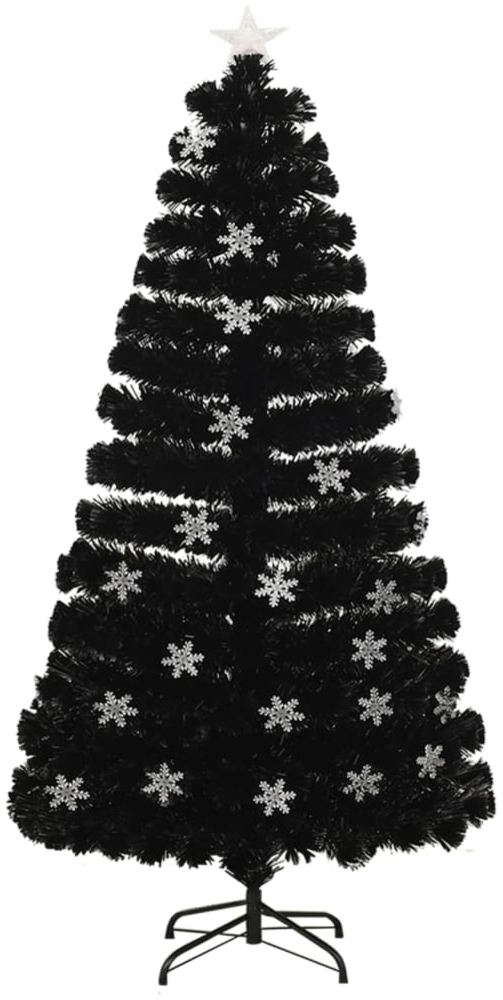 vidaXL Weihnachtsbaum mit LED-Schneeflocken Schwarz 120 cm Fiberoptik 328461 Bild 1