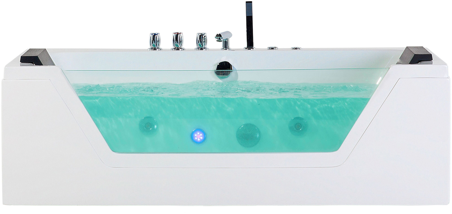 Whirlpool Badewanne weiß LED Unterwasserbeleuchtung 162 x 76 cm SAMANA Bild 1