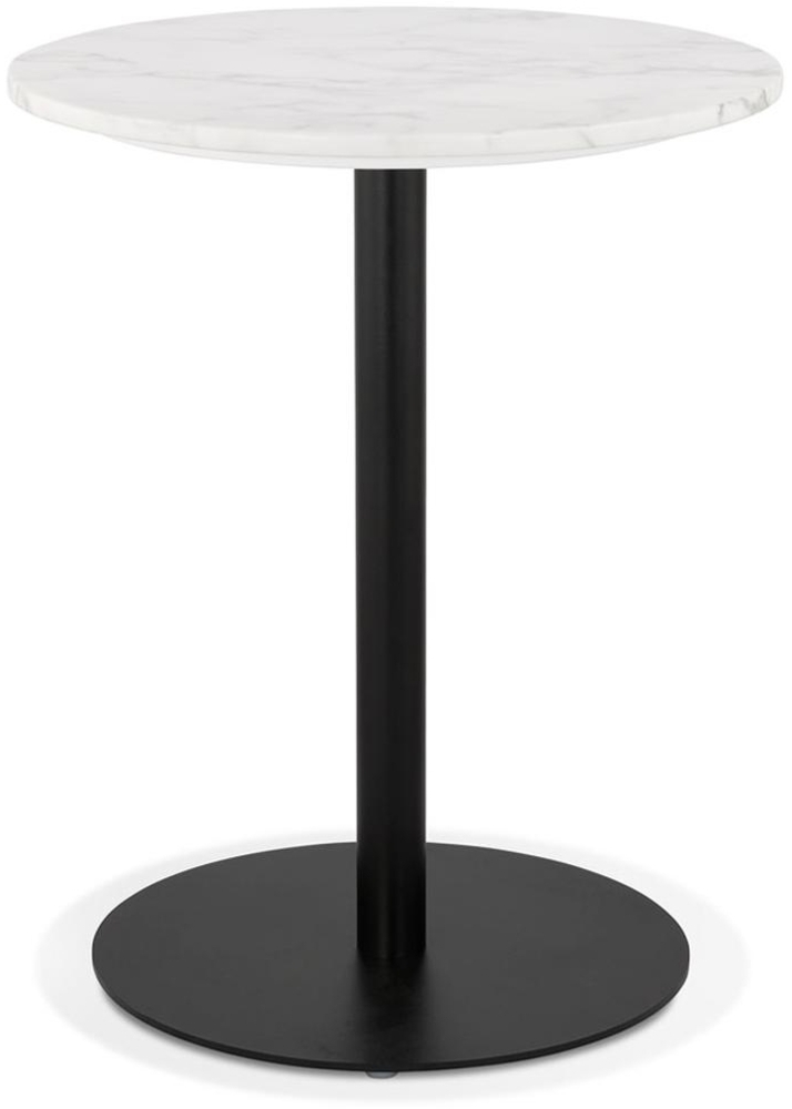 Kadima Design Runder Bistrotisch Ø 60 cm, Stein mit Marmoreffekt, ideal für Gastronomie, Weiß-Schwarz Bild 1