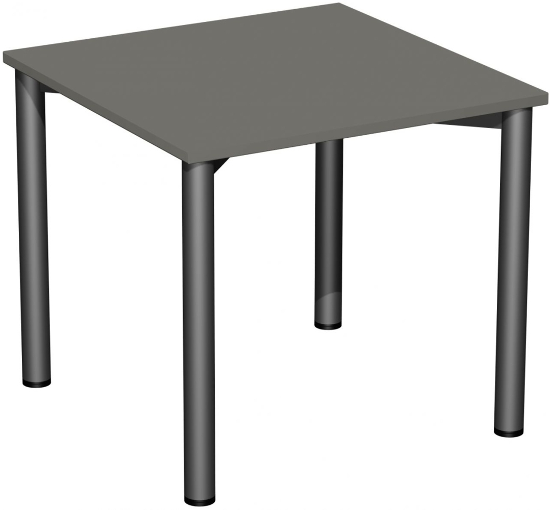 Konferenztisch Rundfuß, 80x80cm, Graphit Anthrazit Bild 1