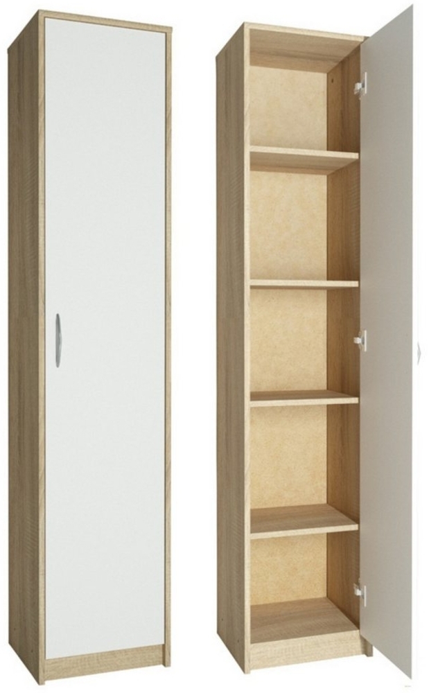 Home Collective Regal mit 5 Ebenen Aktenschrank mit 4 Einlegeböden und 1 Tür, in mattem Finish Standregal 39 cm breit sonoma weiß Bild 1