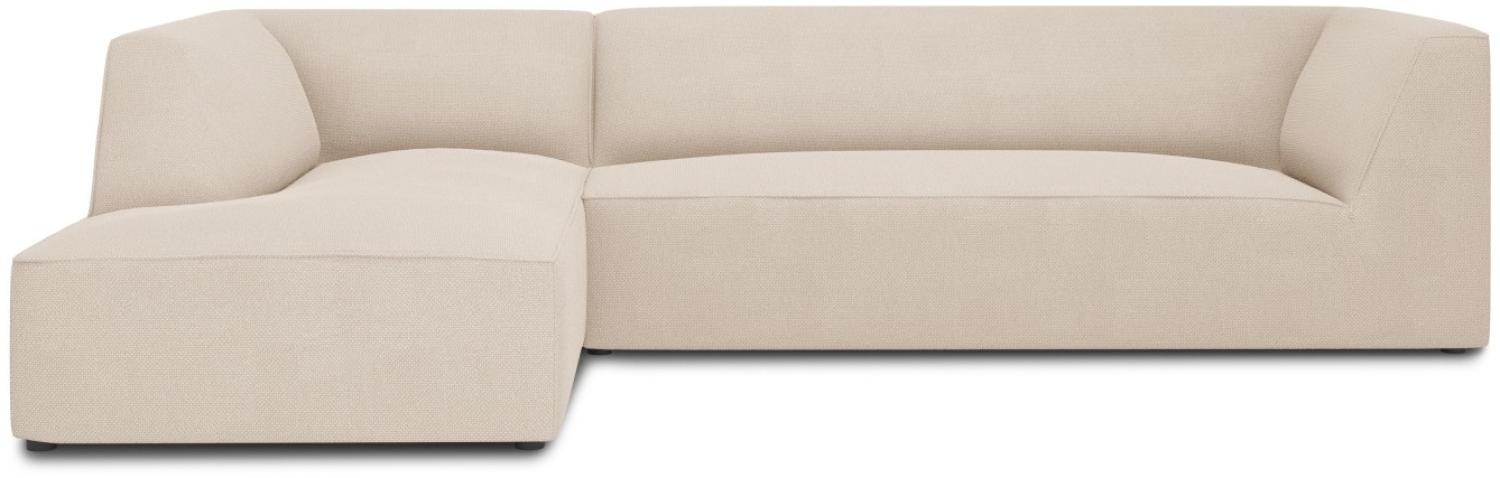 Micadoni 4-Sitzer Modular Ecke links Sofa Ruby | Bezug Beige | Beinfarbe Black Plastic Bild 1