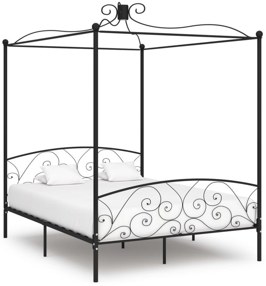 vidaXL Himmelbett-Gestell Schwarz Metall 160 x 200 cm 284478 Bild 1