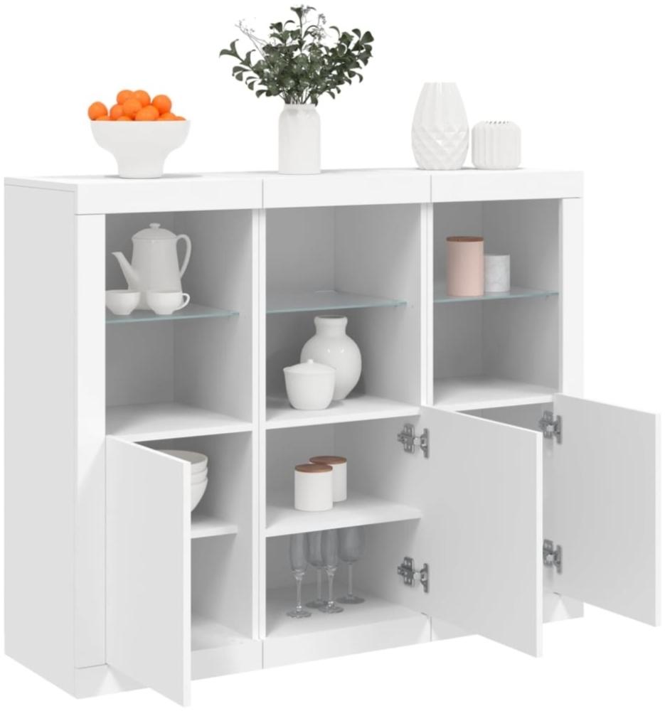 vidaXL Sideboards mit LED-Leuchten 3 Stk. Weiß Holzwerkstoff 3209100 Bild 1