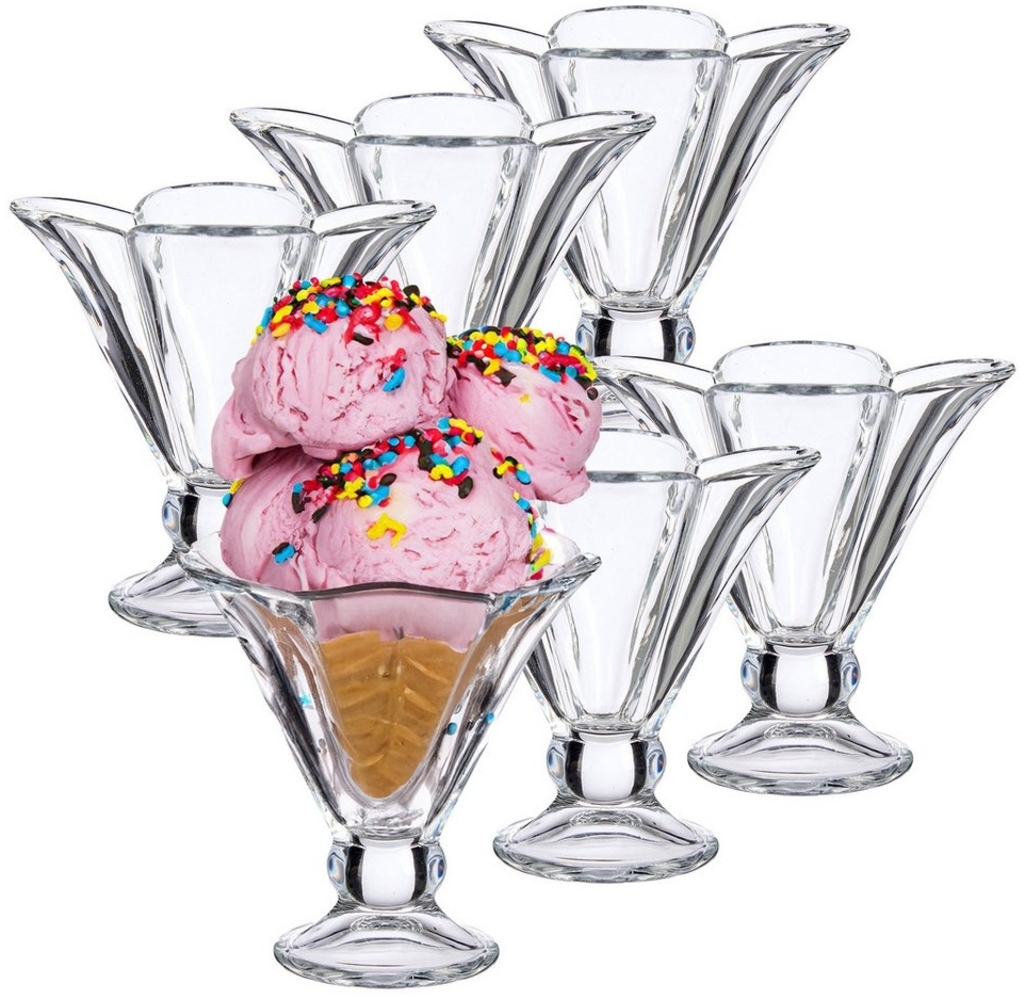 Annastore Eisschale 6-tlg. Eisbecher aus Glas mit Fuß Eisschalen aus Glas Dessertschale Bild 1