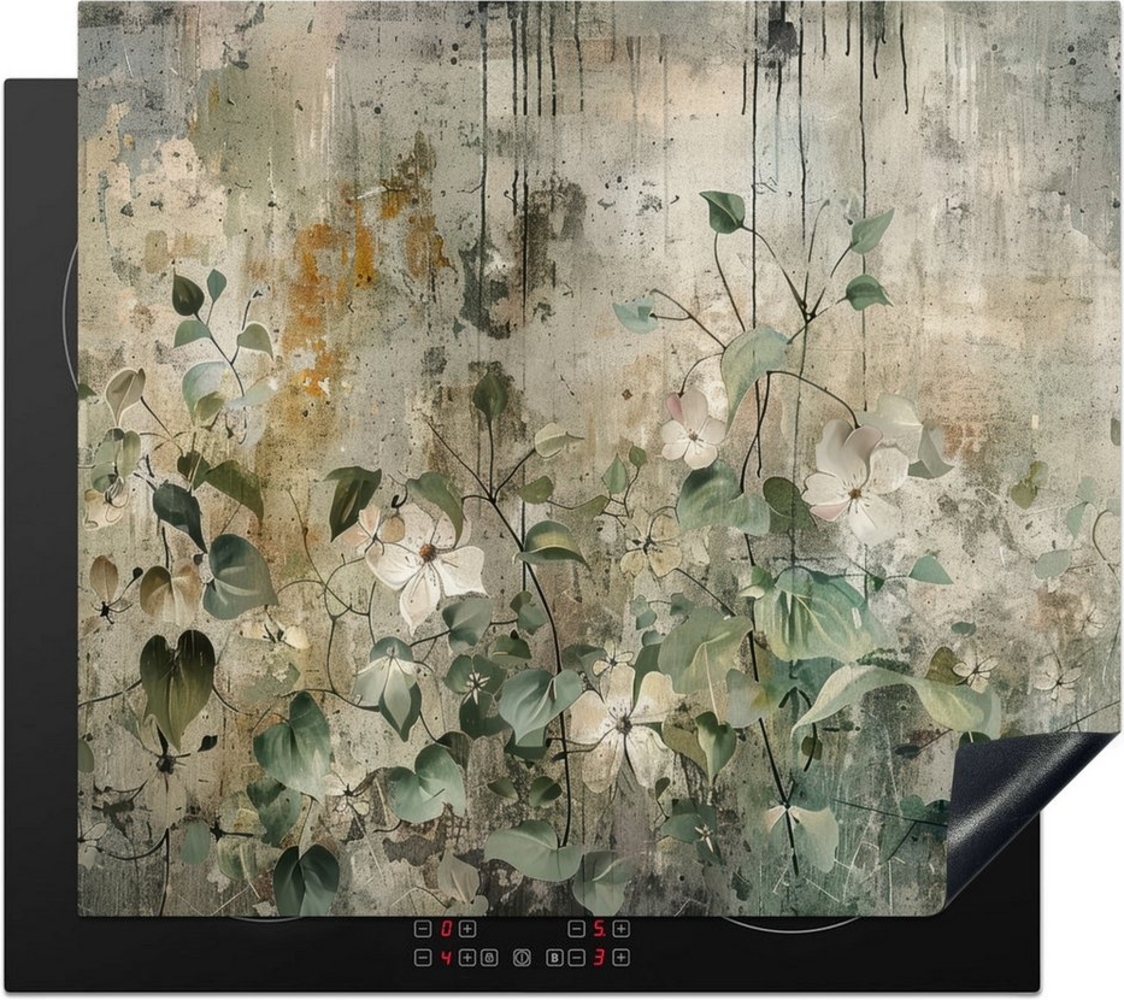 MuchoWow Herd-Abdeckplatte Blumen - Blätter - Abstrakt - Modern, Vinyl, (1 tlg), Küche Herdabdeckung Ceranfeld Induktionsfeld Vinyl, 60x60 cm Bild 1
