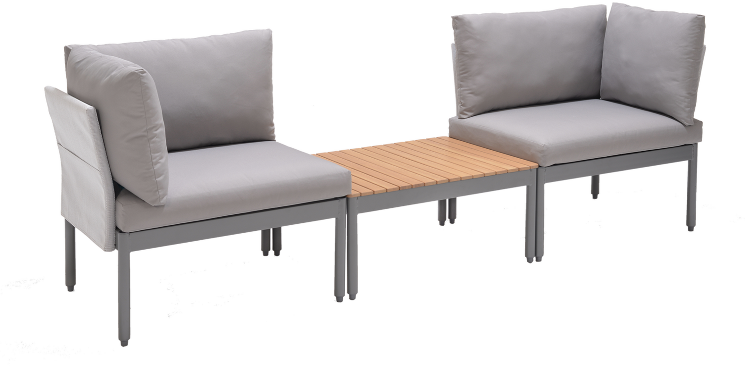 COLOBUS Lounge-Set, Gestell: Aluminium mausgrau, Tischplatte: Eukalyptus teakfarben Bild 1