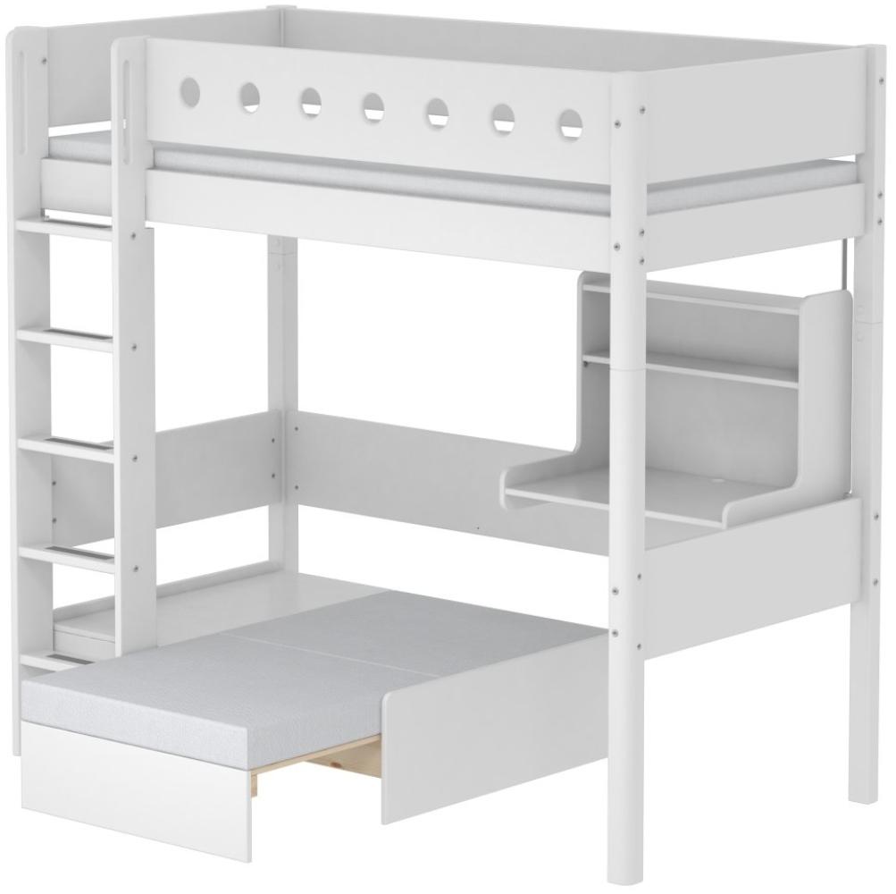 Flexa 'White Casa' Hochbett weiß, gerade Leiter, inkl. Sofabett und Schreibtisch, 90x200 cm Bild 1